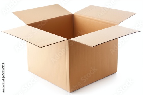 Open and Empty Cardboard Box Isolated on White Background