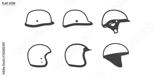 Flat icon of Classic Motorcycle helmet. Safety riding icon set. Retro helmet vector illustration in transparent background.