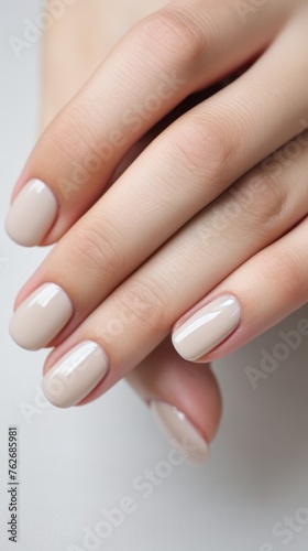 Calm beauty delicate nail design for a girl  beautiful female hands with a well-groomed neutral manicure