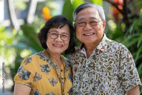 Happy smiling asian mature senior couple posing together  © Adriana