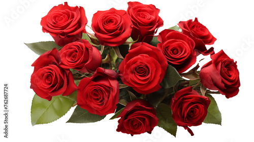 bouquet of red roses isolated on transparent background