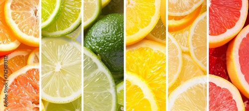 Assorted citrus fruit palette  a vibrant mix of colorful and fresh citrus fruits photo