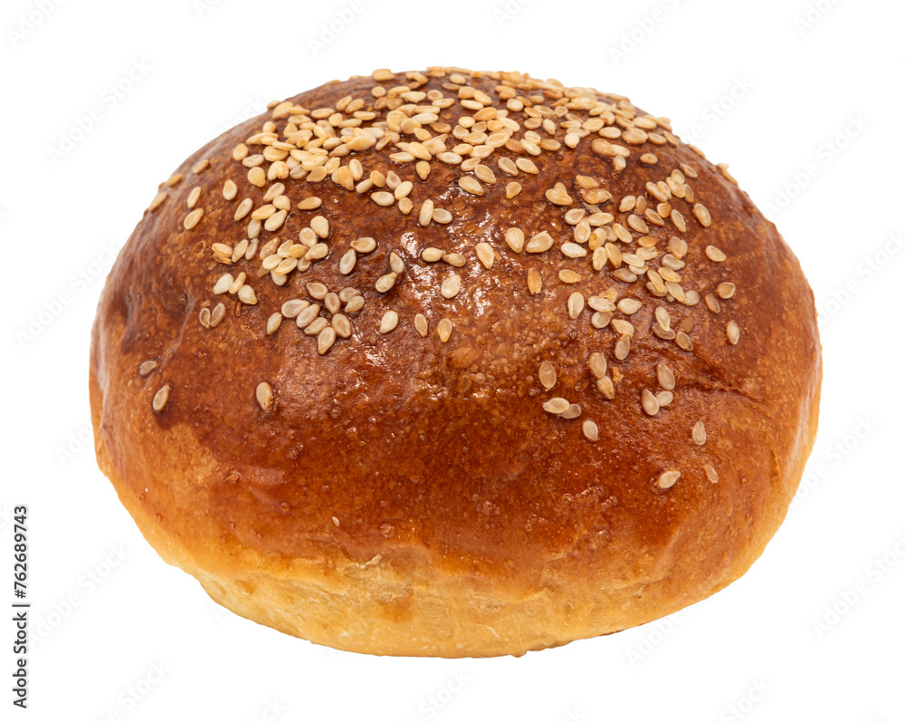 Sweet fragrant bun on a white background. Isolate buns with sesame seeds. homemade baking Sweet fragrant bun on a white background. Isolate buns with sesame seeds. homemade baking