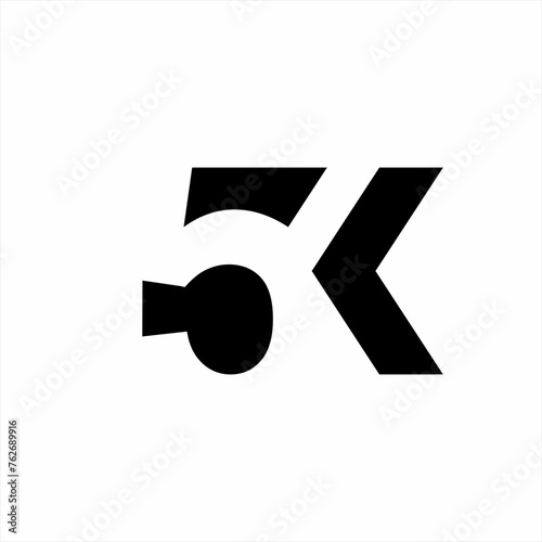 Simple letter 5K logo design with a back arrow on the letter K.