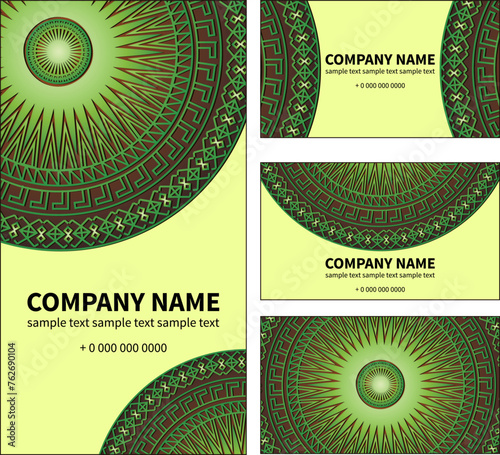 Business card with hand draw arabic, oriental, indian motiv. Traditional ornament, paisley