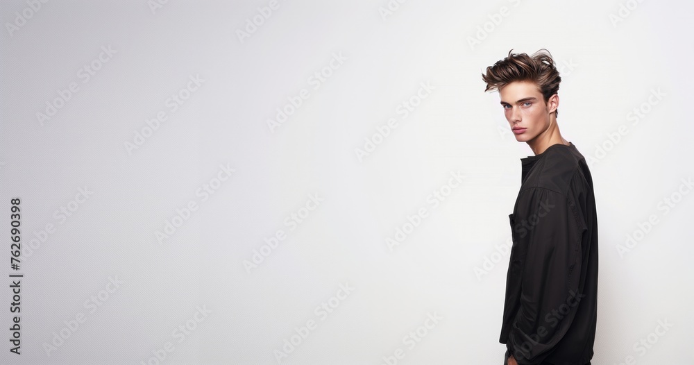 Modern Masculinity: Stylish Portrait of a Man with Trendy Haircut Modern Masculinity: Stylish Portrait of a Man with Trendy Haircut