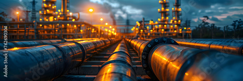 Industry pipeline or rack transport petrochemica,
Closeup of a pipeline and pipe rack in a plant for producing ammonia hydrogen