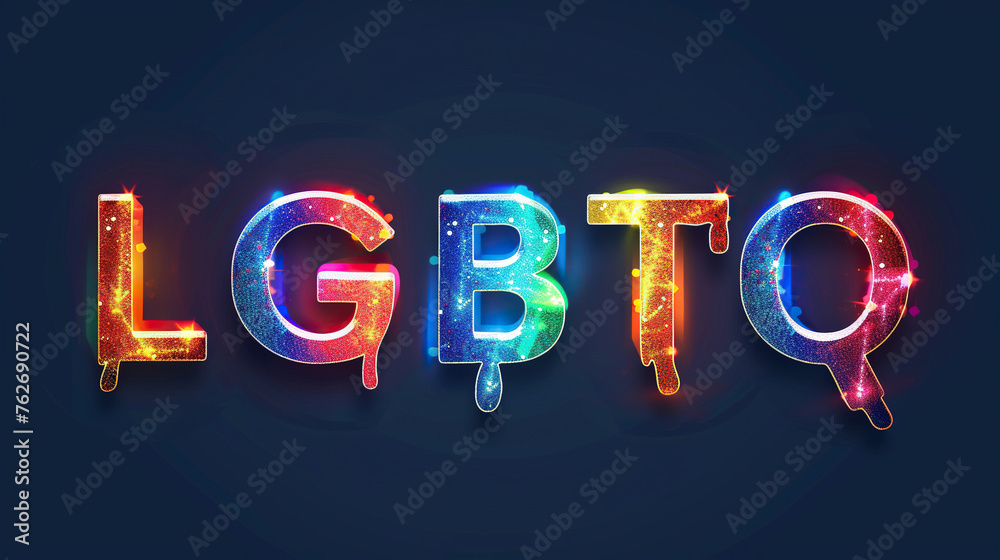 concept of Belonging Inclusion Diversity Equity DEIB or lgbtq, multicolor painted text written lgbtq , on white background	 - obrazy, fototapety, plakaty 