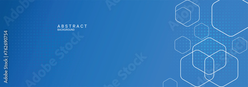 Minimal geometric background. Dynamic blue shapes composition with white lines. Abstract background futuristic vector graphic.
