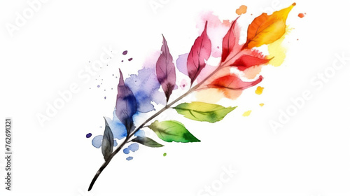 concept of Belonging Inclusion Diversity Equity DEIB or lgbtq  multicolor painted tree branch with leaf art on white background 