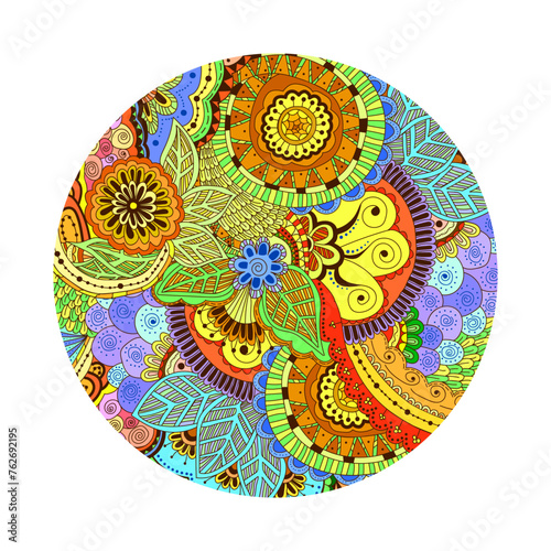 Round with arabic, oriental, indian, ethnic motiv. Traditional ornament, mandala