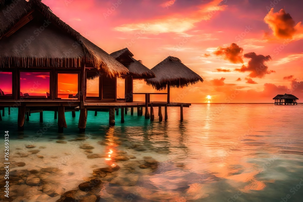 sunset in the maldives