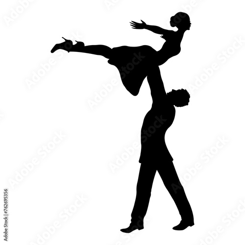 Ballerina silhouette. Silhouette of a ballet couple.
Realistic dancer in pointe shoes and tutu. Vector illustration.