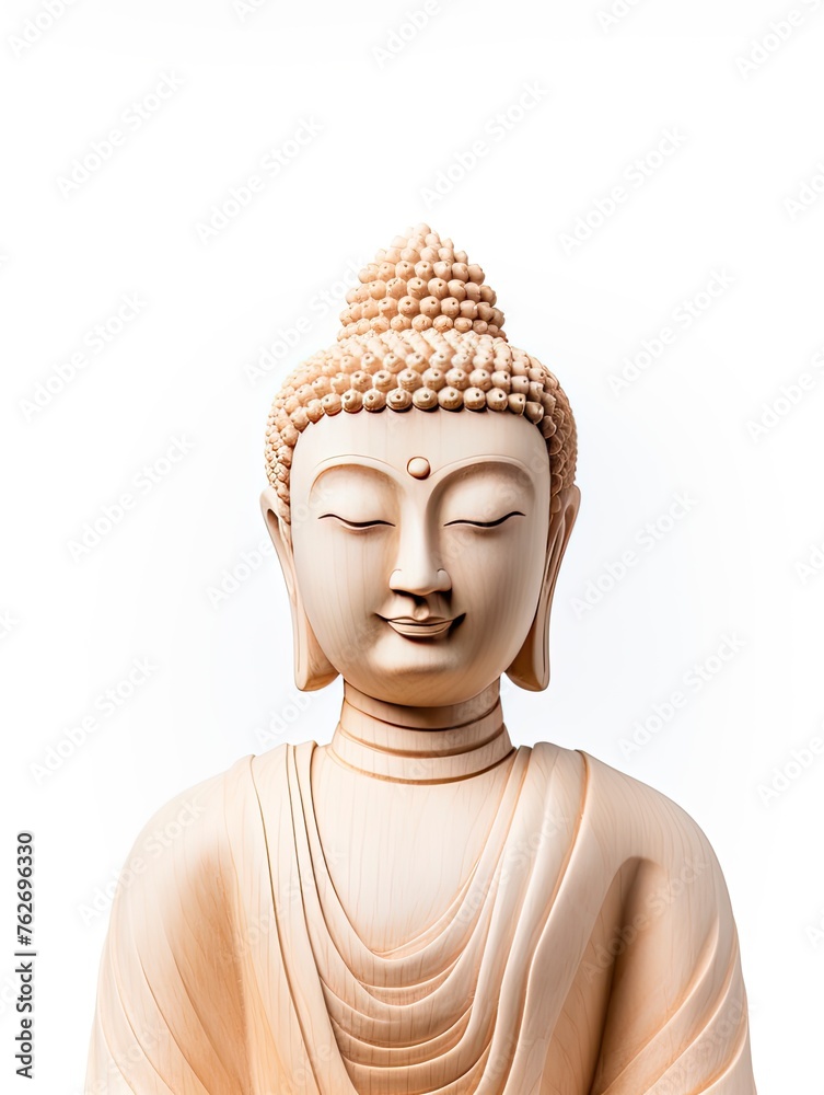 buddha statue isolated over white with clipping path and copy space - generative ai