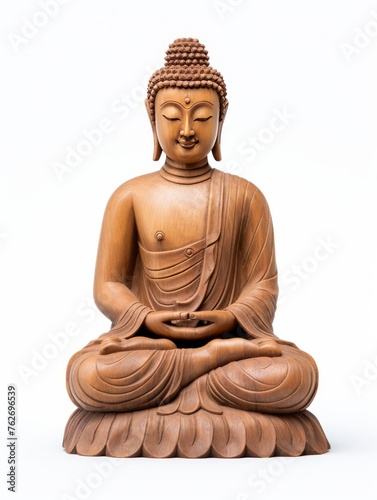 buddha statue isolated over white with clipping path and copy space - generative ai