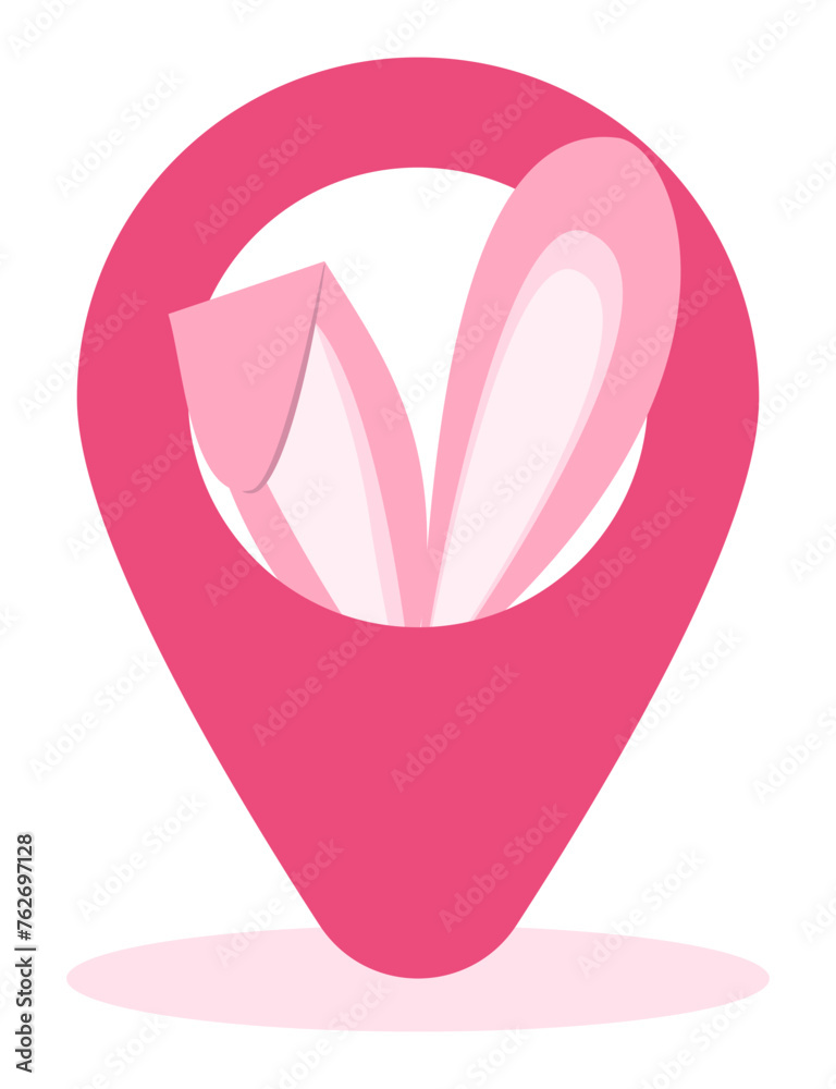 Pink Easter pin pointer with bunny ears for marking events on the map. Pink Easter pin pointer with bunny ears for marking events on the map.
