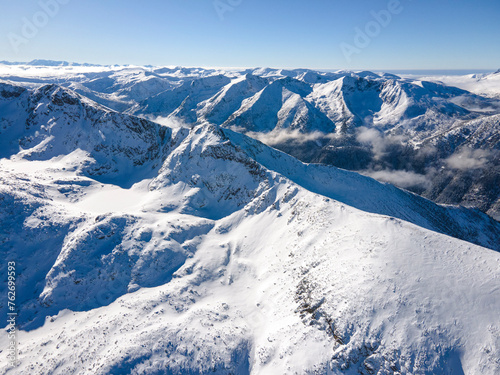 Aerial Winter view of Rila mountain near Musala peak, Bulgaria © Stoyan Haytov