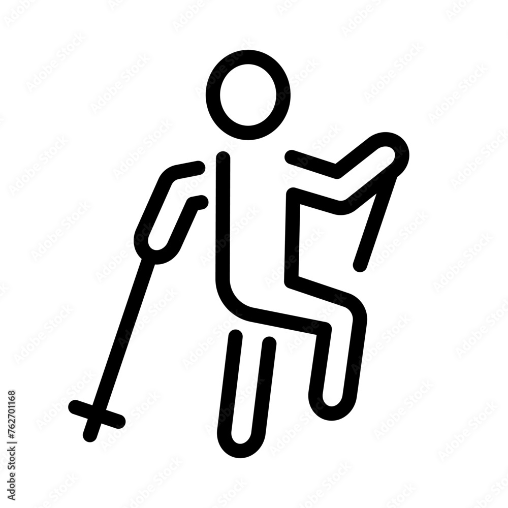 Mountaineering line symbol, vector editable stroke icon for user interface. Mountaineering line symbol, vector editable stroke icon for user interface.
