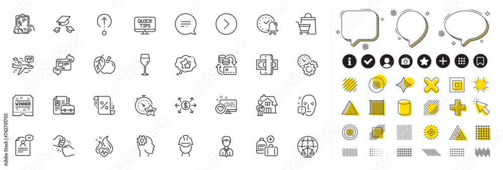 Set of Forward, Add handbag and Wine glass line icons for web app. Design elements, Social media icons. Resume document, Delivery man, Money change icons. Vector Set of Forward, Add handbag and Wine glass line icons for web app. Design elements, Social media icons. Resume document, Delivery man, Money change icons. Vector