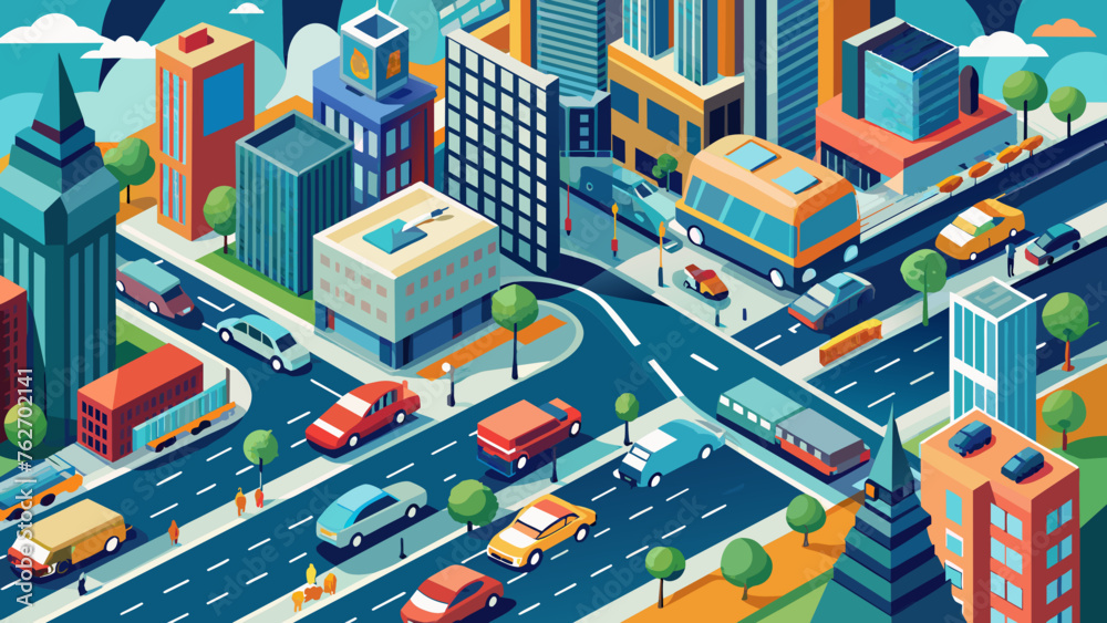 A modern cars in a city where are traffic jam vector art 