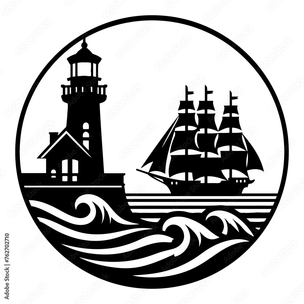 Lighthouse Vector,  Lighthouse for laser cutting, and engraving - Lighthouse Laser  Cut File, Lighthouse wall art, Lighthouse metal sign 
