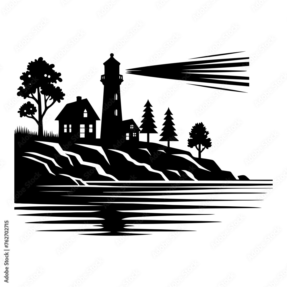 Lighthouse Vector,  Lighthouse Silhouette for laser cutting, and engraving, Lighthouse Cut File
