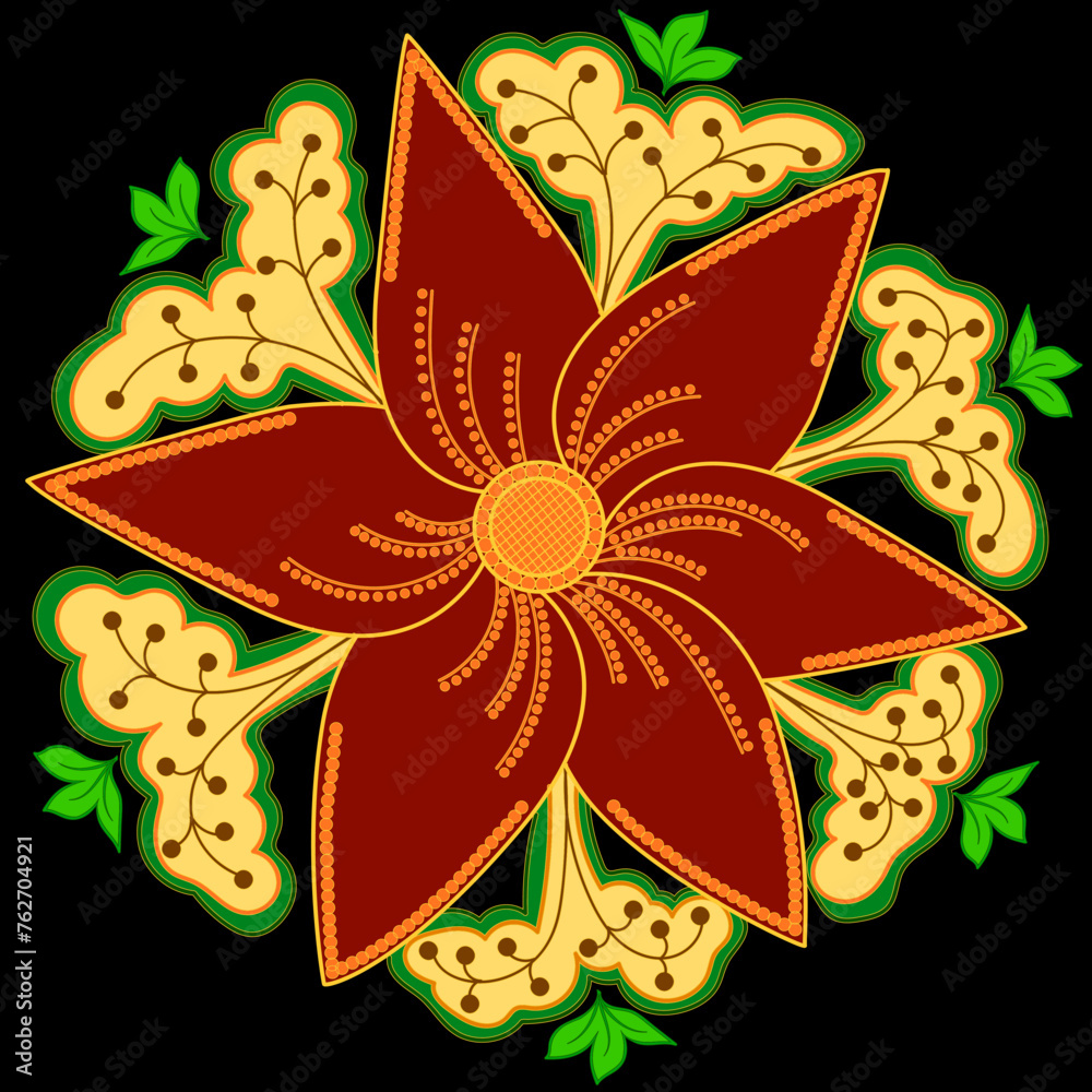 Card with hand draw floral elements. Arabic, oriental, indian motiv. Traditional ornament, paisley. Vector illustration