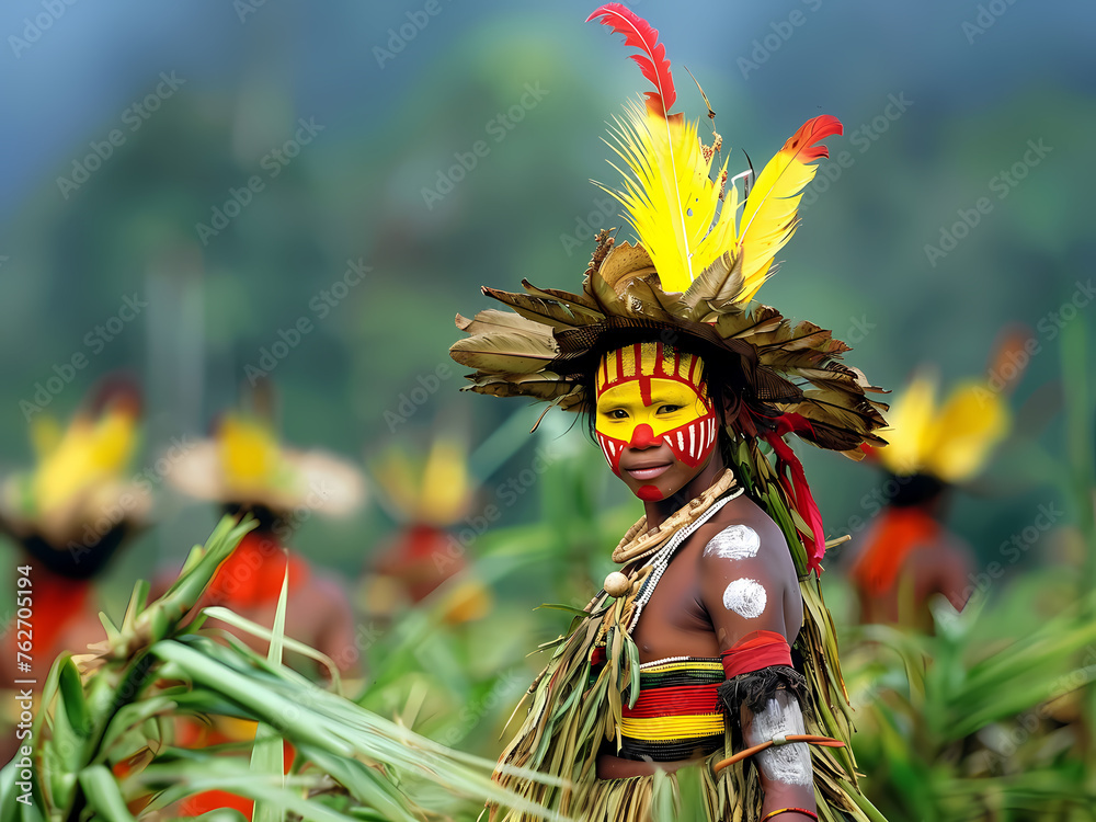 AI-Generated Image: Colorful Huli Tribe Warrior in Papua New Guinea ...