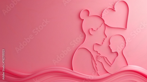 a pink background with a mother and son outline, a mothers day background, a pink color mothers Day background, a pink love background, a love background, mother and son love, love pink background