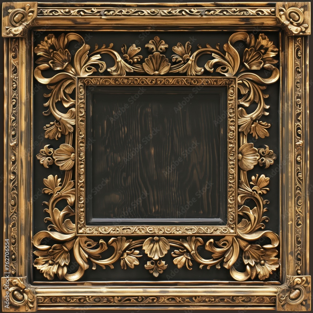 Naklejka premium Elegant Black and Gold Baroque Styled Frame