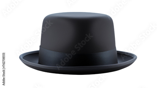 A stylish black top hat stands out on a stark white background