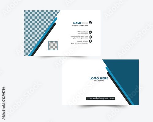 Modern business card template with company logo. Vector business card template. Visiting card for business and personal use. Vector clean illustration design.