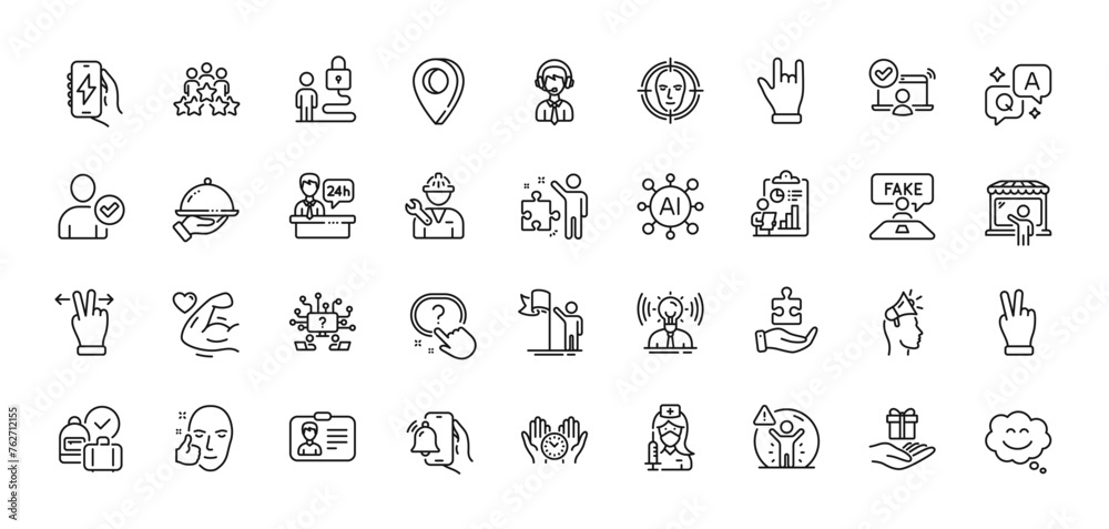 Brand ambassador, Social distance and Alarm clock line icons pack. AI, Question and Answer, Map pin icons. Shipping support, Victory hand, Strong arm web icon. Vector Brand ambassador, Social distance and Alarm clock line icons pack. AI, Question and Answer, Map pin icons. Shipping support, Victory hand, Strong arm web icon. Vector