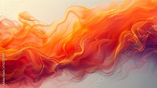  An image of orange, red, and yellow swirls on a white canvas against a light blue sky