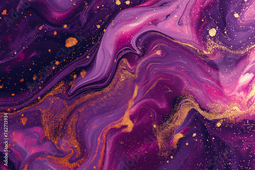 Purple Nebula Infused with Glistening Gold Specks