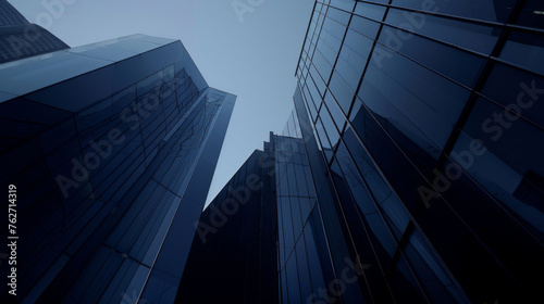 Urban silhouettes: skyward view of modern skyscrapers