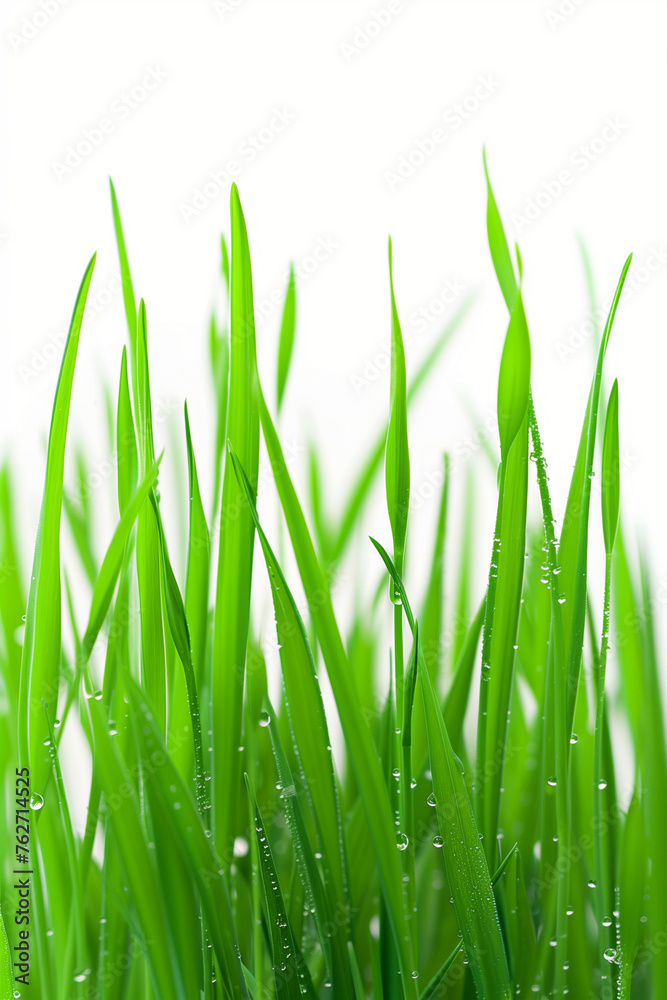 Close up, fresh spring green grass isolated on white. Vertical shot. High quality photo Close up, fresh spring green grass isolated on white. Vertical shot. High quality photo