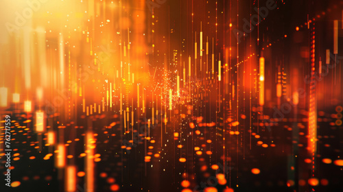 Abstract digital landscape with glowing particles