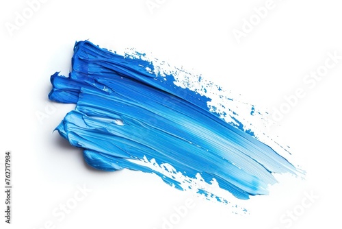 A blue brush stroke on a white background. The brush stroke is thick and has a lot of texture. The blue color is vibrant and bold, creating a sense of energy and movement