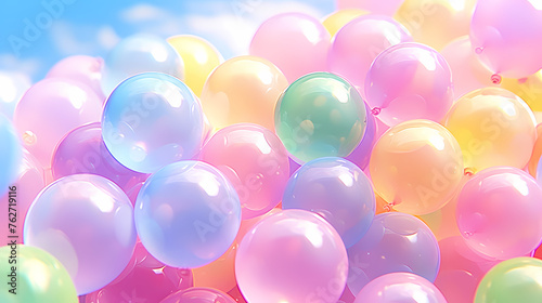 April fools day colorful balloons blur background