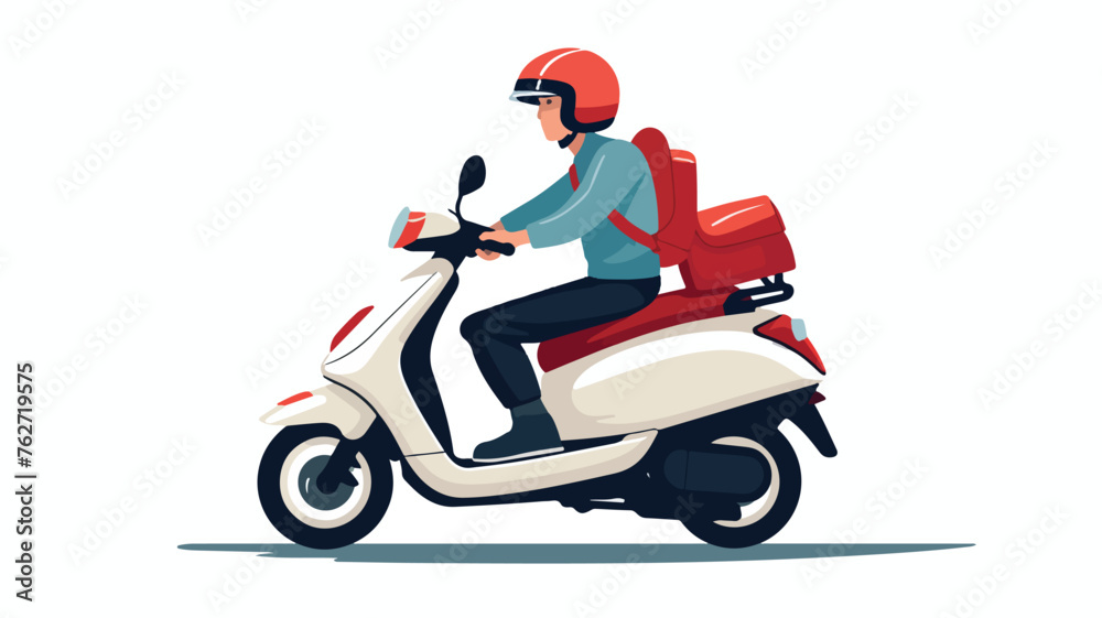 A man wearing helmet riding a motor scooter illustr