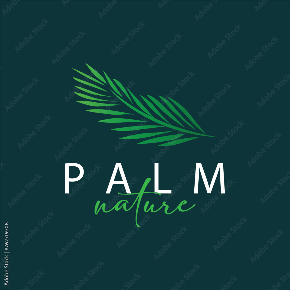 Palm Leaf Logo Design Vector Simple Minimalist Symbol Illustration Template