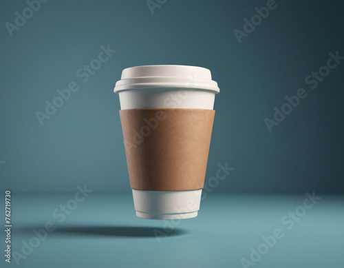 Mockup of a fragrant takeaway coffee glass floating in the air