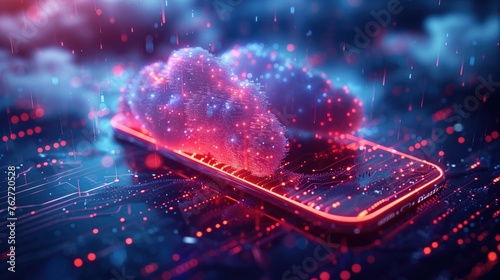maas cloud service and mobility on mobile phone, in the style of light maroon and azure, combining natural and man-made elements


