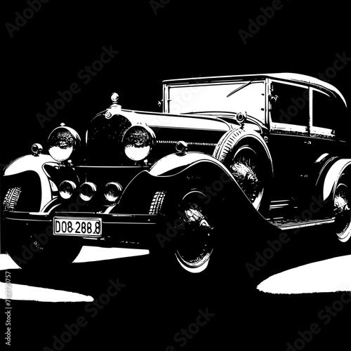black and white car