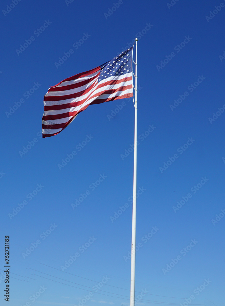 american flag on sky