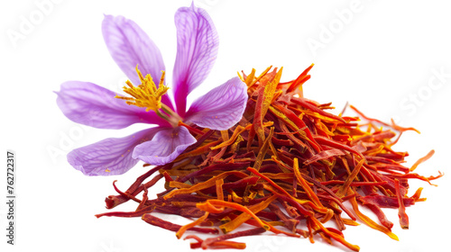 Aromatic Saffron Strands Isolated on Transparent Background