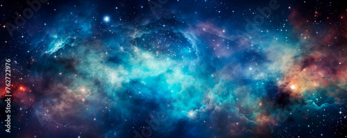 A vibrant space illuminated by countless stars  creating a captivating scene of cosmic beauty. A snapshot of the galaxy. Milky Way. Banner. Copy space