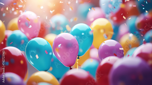 April fools day colorful balloons blur background