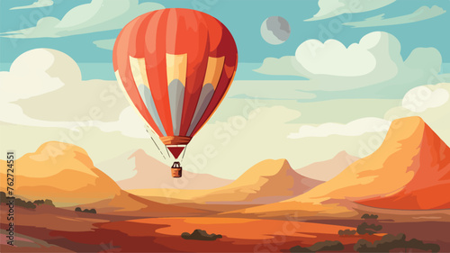 An ancient balloon on the background of a banner fl